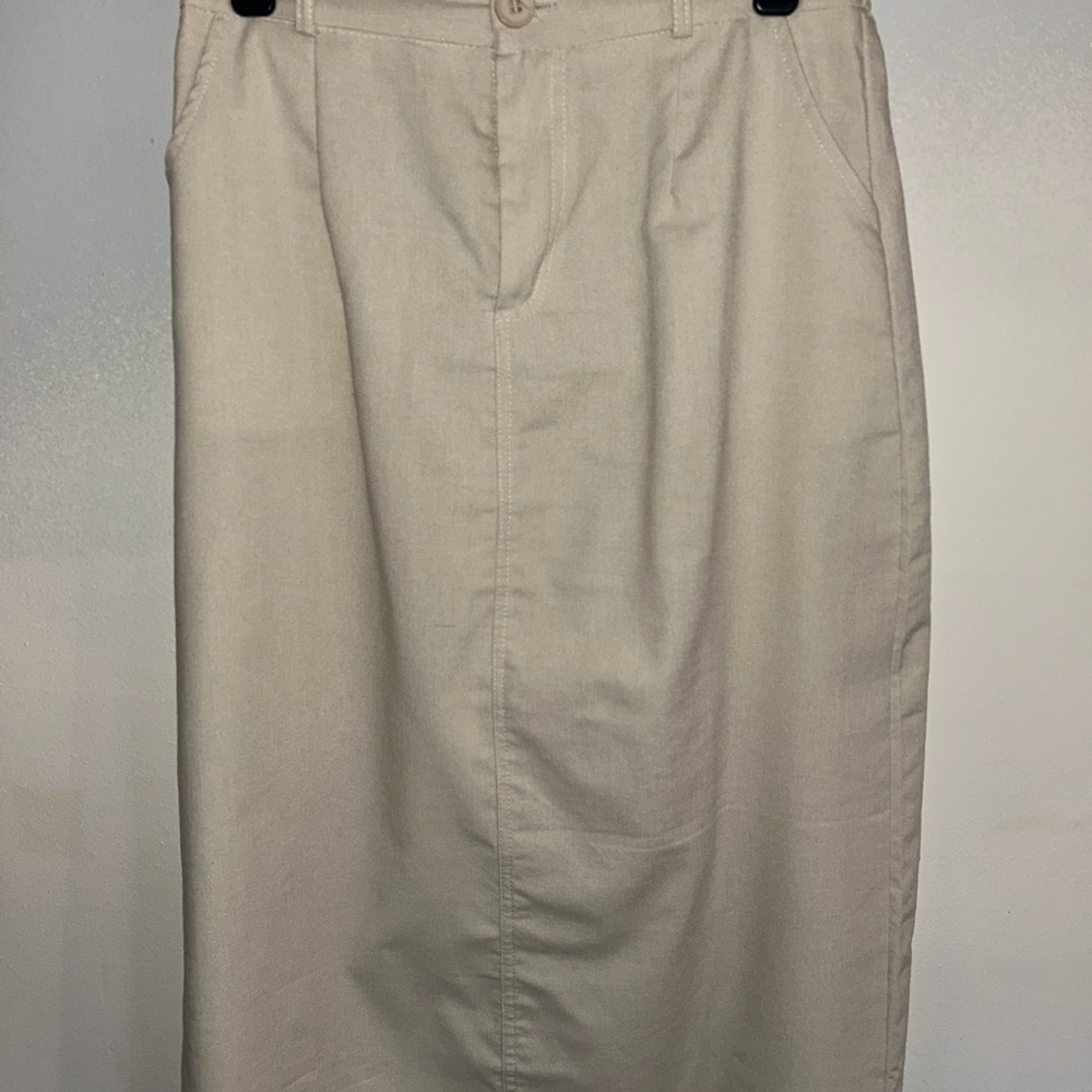 Tan Midi Pencil Skirt for Work